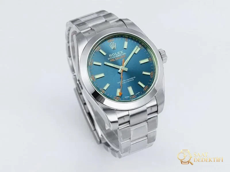 VS Factory Rolex Milgauss Serisi Şimşek Yeşili Camlı Mavi Kadranlı Replika Saat - VS Watch - Kasa Profili ve Kurma Kolu İncelemesi