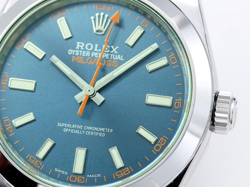 VS Factory Rolex Milgauss Serisi Şimşek Yeşili Camlı Mavi Kadranlı Replika Saat - VS Watch — 4. fotoğraf