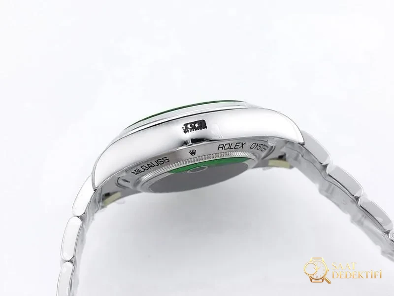 VS Factory Rolex Milgauss Serisi Şimşek Yeşili Camlı Mavi Kadranlı Replika Saat - VS Watch - Makro Kadran ve İndeks İşçiliği