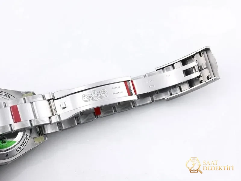 VS Factory Rolex Milgauss Serisi Şimşek Yeşili Camlı Mavi Kadranlı Replika Saat - VS Watch - Fosfor ve Super-LumiNova Gece Görünümü