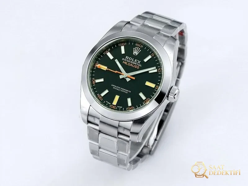 VS Factory Rolex Milgauss serisi yeşil şimşek camlı replika saat - VS - Kadran Detayı ve Bezel İşçiliği