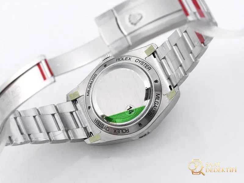 VS Factory Rolex Milgauss serisi yeşil şimşek camlı replika saat - VS - Klips Kilidi ve Lazer Damgalar