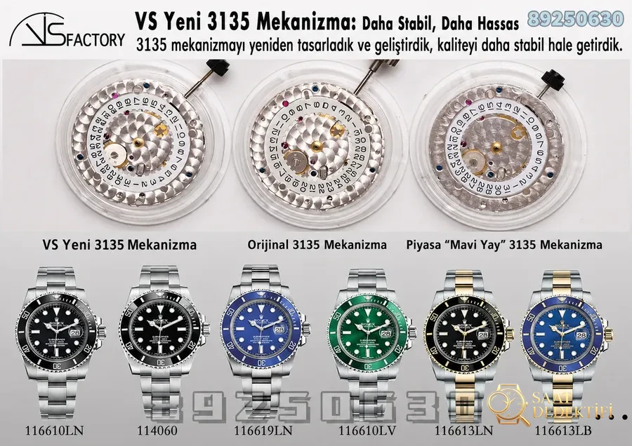Rolex VS Factory Replika Saat İncelemesi - Ön Görünüm ve Kasa Tasarımı