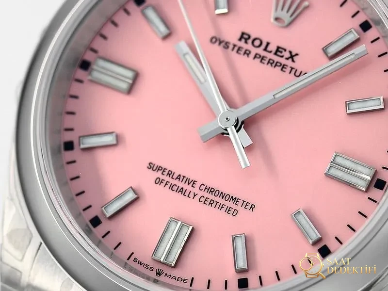 VS Factory Rolex Oyster Perpetual 36 Replik-Armbanduhr mit rosa Zifferblatt – VS-Uhr – Rückseite und Mechanismusdetails