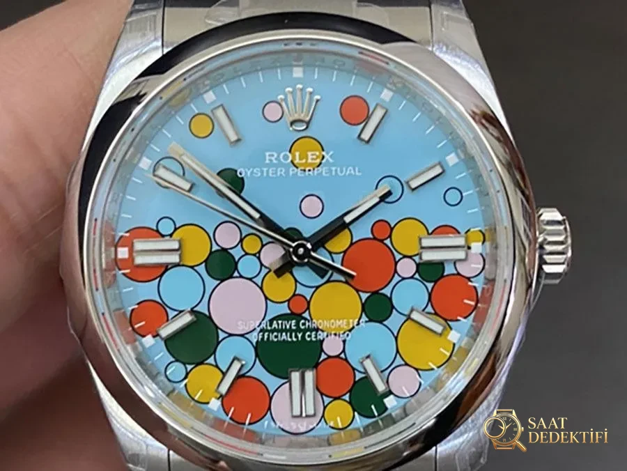 VS Factory Rolex Oyster Perpetual 36 Tiffany Blue kadran replika kol saati - VS saat - Arka Kapak ve Mekanizma Detayı