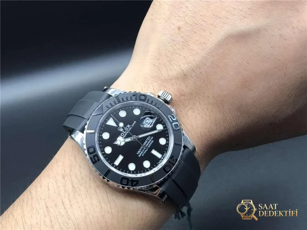 VS Factory Rolex platin Yacht-Master 42 mm «3135 mekanizma» saat işçilik incelemesi - Fosfor ve Super-LumiNova Gece Görünümü