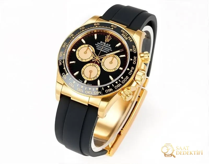 VS Factory Rolex Siyah-Altın Daytona 4131 Replika Saat - Kasa Profili ve Kurma Kolu İncelemesi