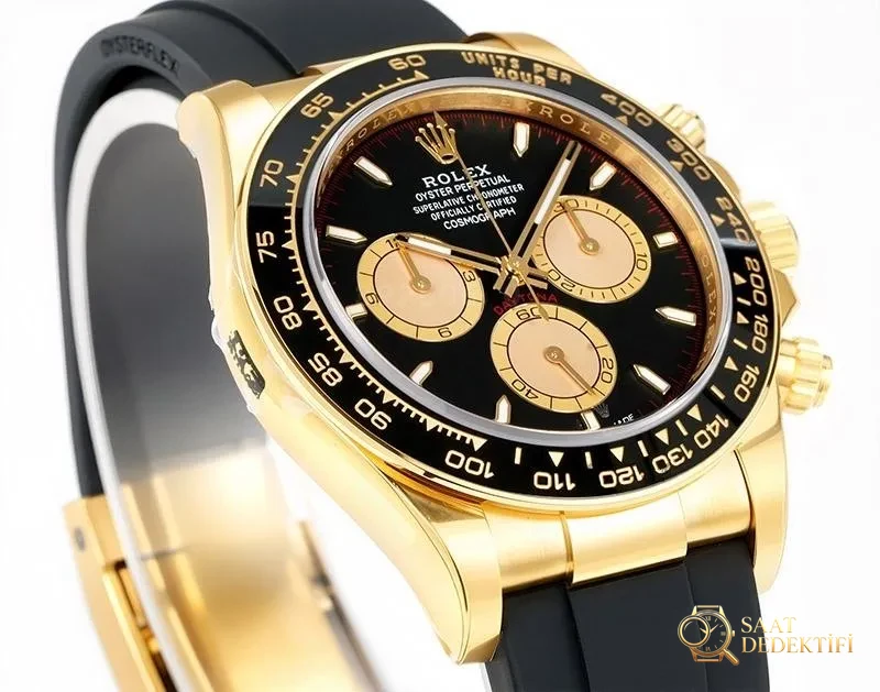 VS Factory Rolex Siyah-Altın Daytona 4131 Replika Saat - Bilezik, Toka ve Klips Mekanizması