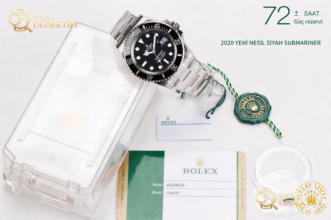 2020VS Factory 41 mm Rolex Yeşil Su Hayaleti 3235 Mekanizmalı Submariner 126610lv İncelemesi - Klips Kilidi ve Lazer Damgalar