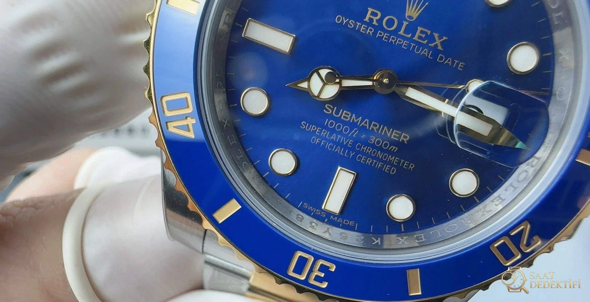 VS Factory Rolex Submariner Bluesy 126613LB Keramiklünette und phosphoreszierendes Lume-Pip-Detail