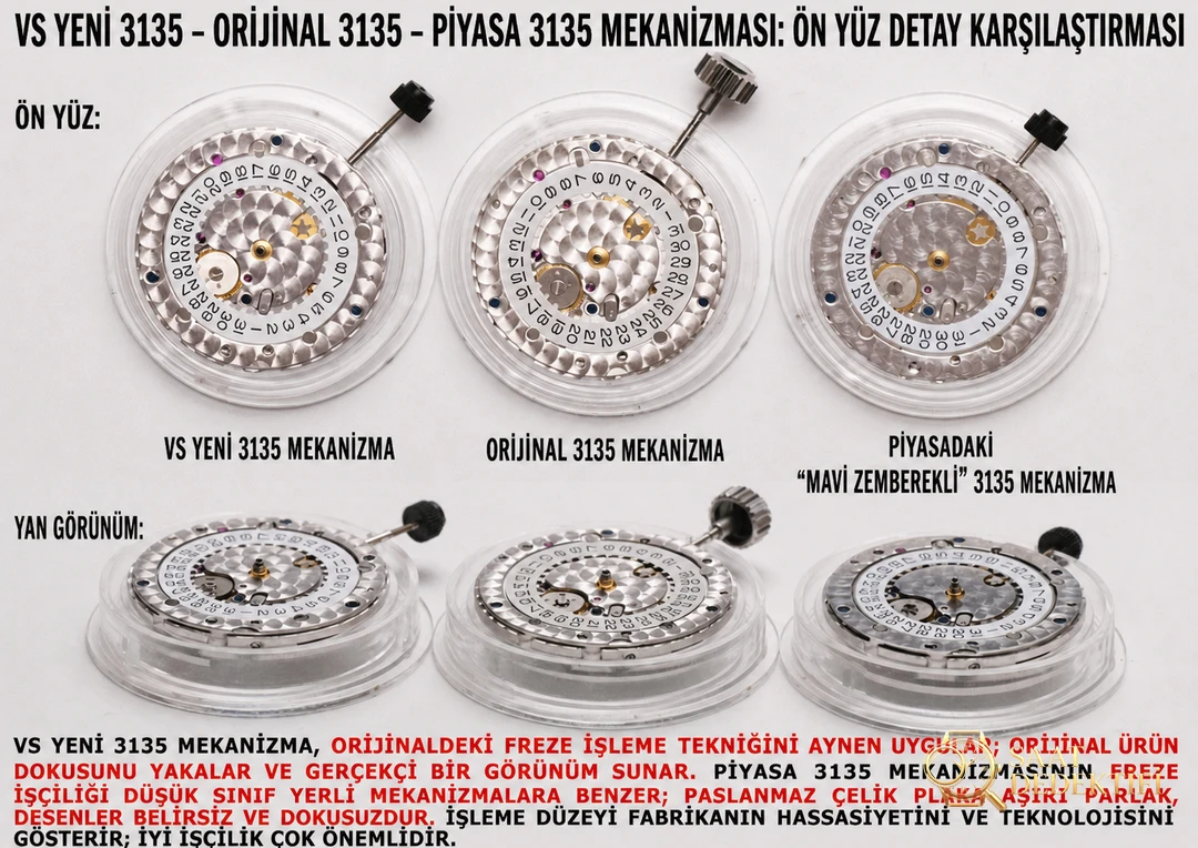 VS Factory Rolex su hayaletinin yepyeni 3135 mekanizmasını derinlemesine inceliyoruz: okuduktan sonra saatleri daha iyi tanıyacaksınız - Kasa Profili ve Kurma Kolu İncelemesi