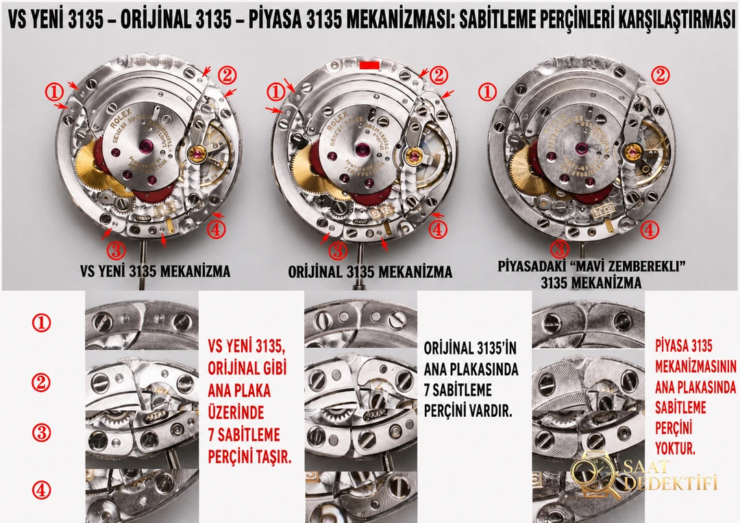 VS Factory Rolex su hayaletinin yepyeni 3135 mekanizmasını derinlemesine inceliyoruz: okuduktan sonra saatleri daha iyi tanıyacaksınız - Klips Kilidi ve Lazer Damgalar