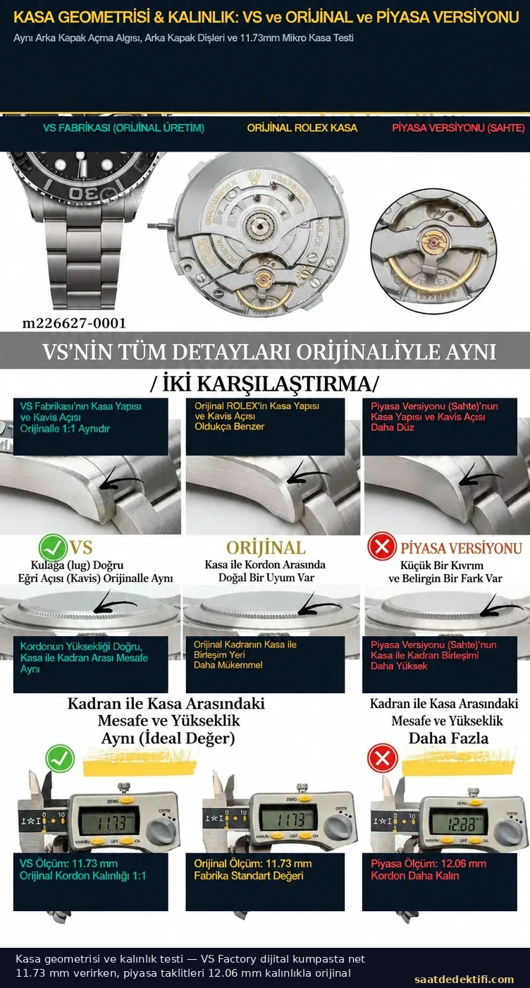 VS Factory Rolex Yacht-Master Vergleich der Titangehäusegeometrie und der Dickenmessung