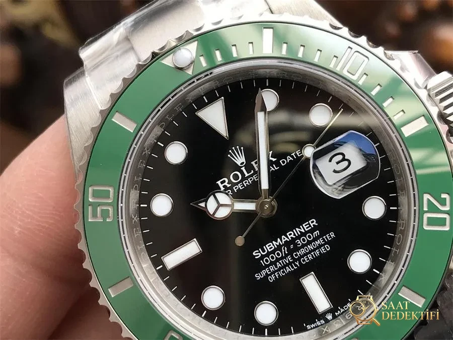 VS Factory Rolex yeni 41 mm yeşil su hayaleti incelemesi - Kadran Detayı ve Bezel İşçiliği