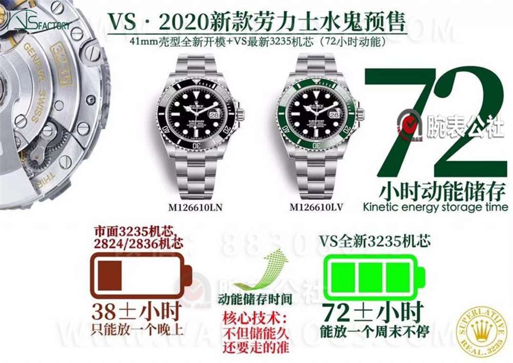 VS Factory Rolex yeni Submariner "3235 mekanizma" işçilik incelemesi — 7. fotoğraf