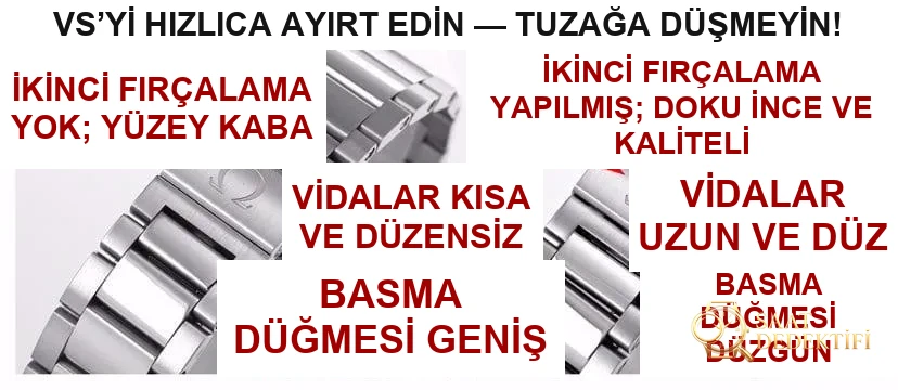 VS Factory Üretimi Omega Seamaster 150 Metre Siyah Kadran Nasıl Ayırt Edilir? - Klips Kilidi ve Lazer Damgalar