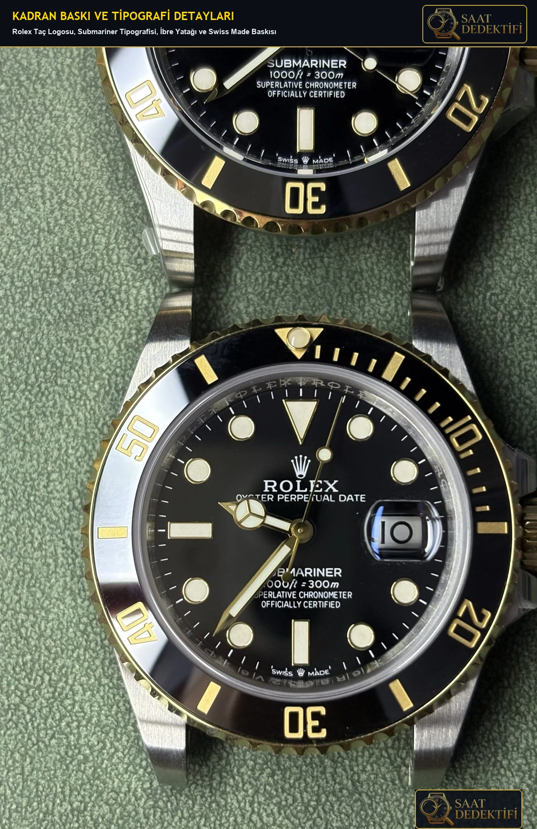 Kadran Baskı Kalitesi, Rolex Yazısı ve İndeks İşçiliği Makro Detayları