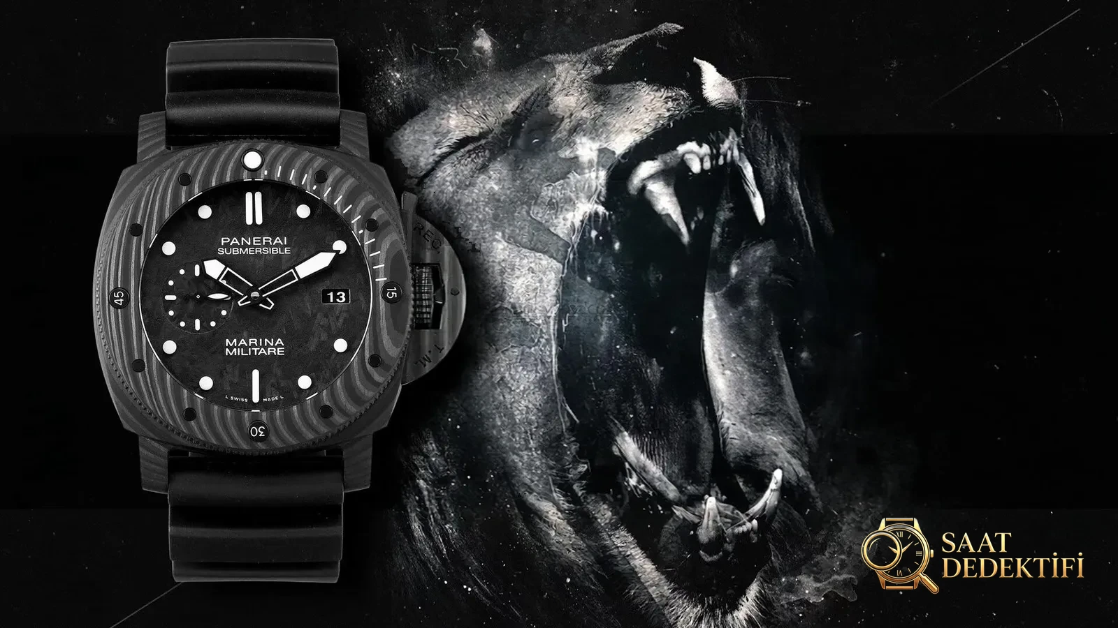 VS Factory yeni Panerai Submersible serisi PAM979 karbon fiber replika saat incelemesi - Kasa Profili ve Kurma Kolu İncelemesi