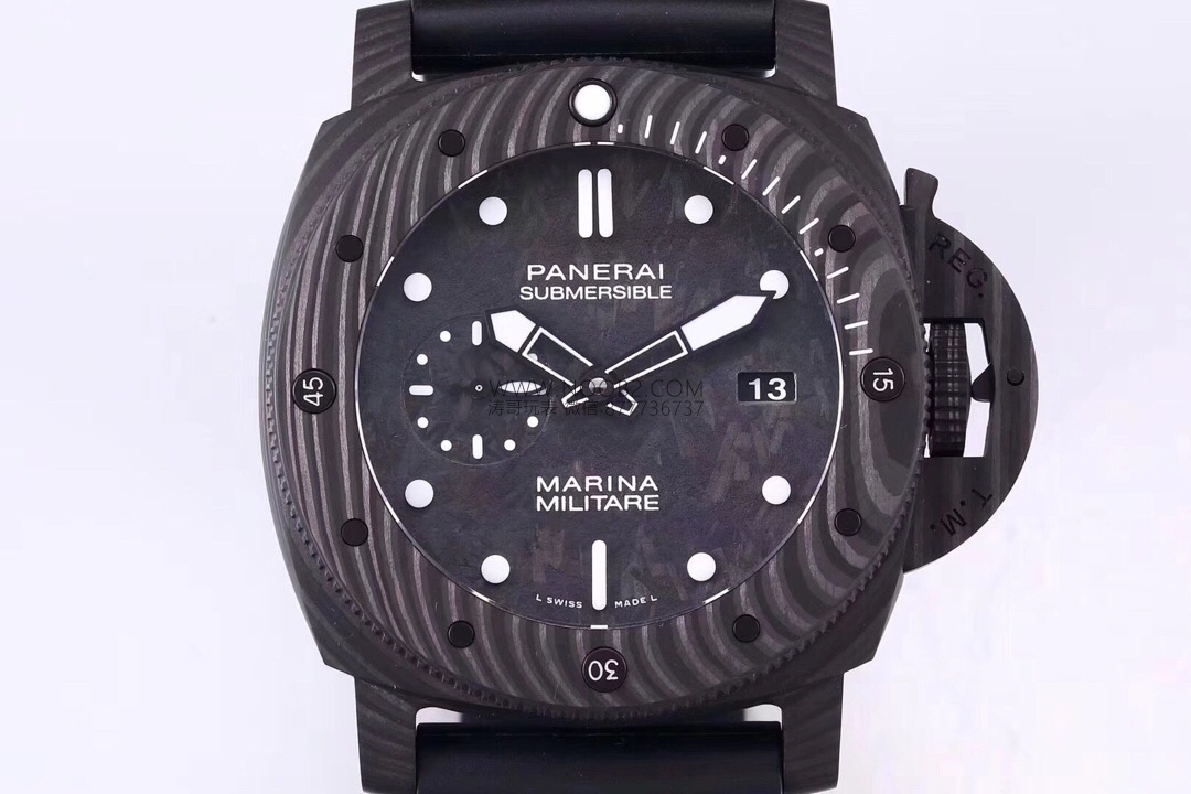 VS Factory yeni Panerai Submersible serisi PAM979 karbon fiber replika saat incelemesi — 4. fotoğraf