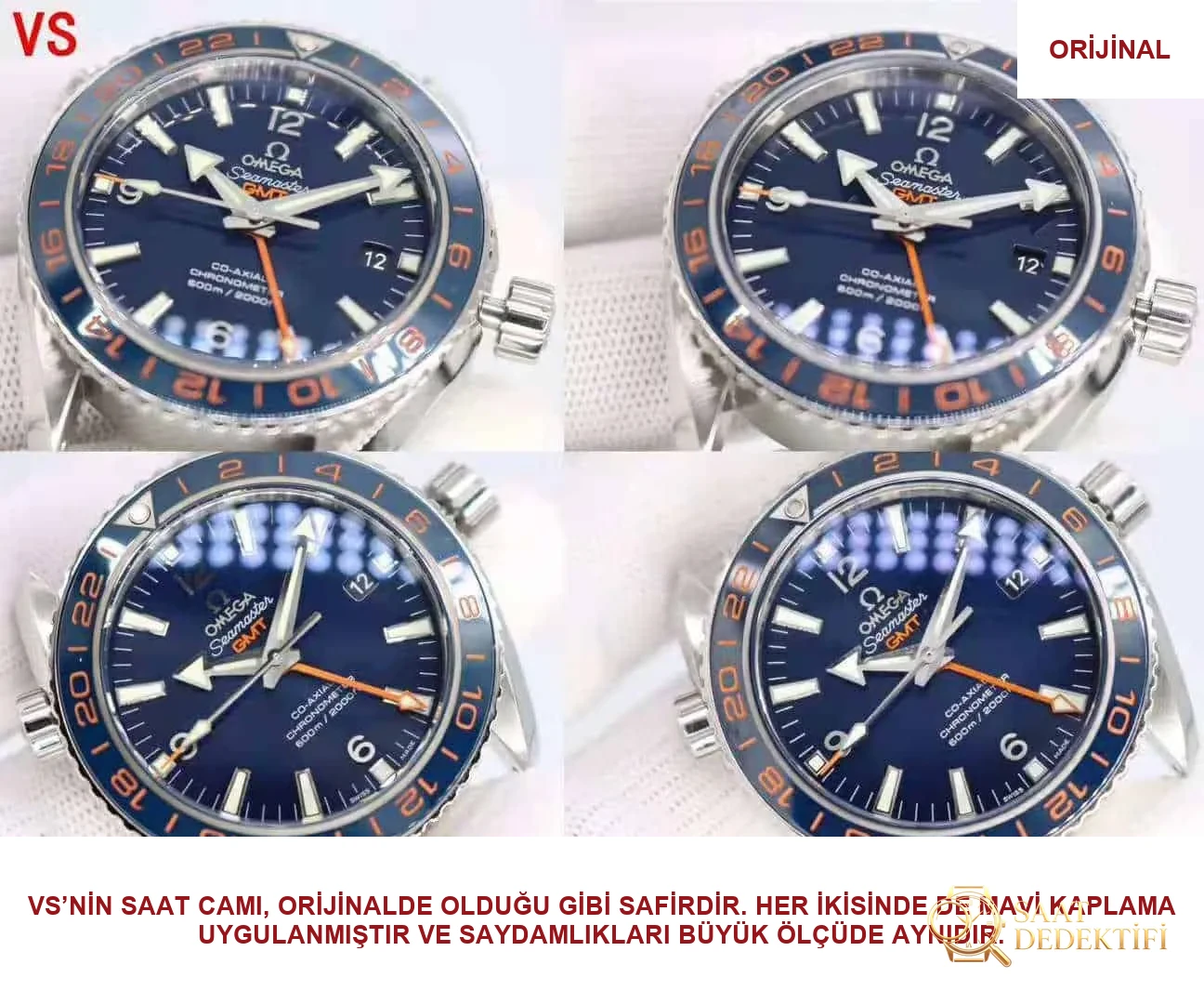 VS Omega Seamaster 600 GMT 43.5 mm Gerçek-Replika Karşılaştırması İncelemesi - Kadran Detayı ve Bezel İşçiliği