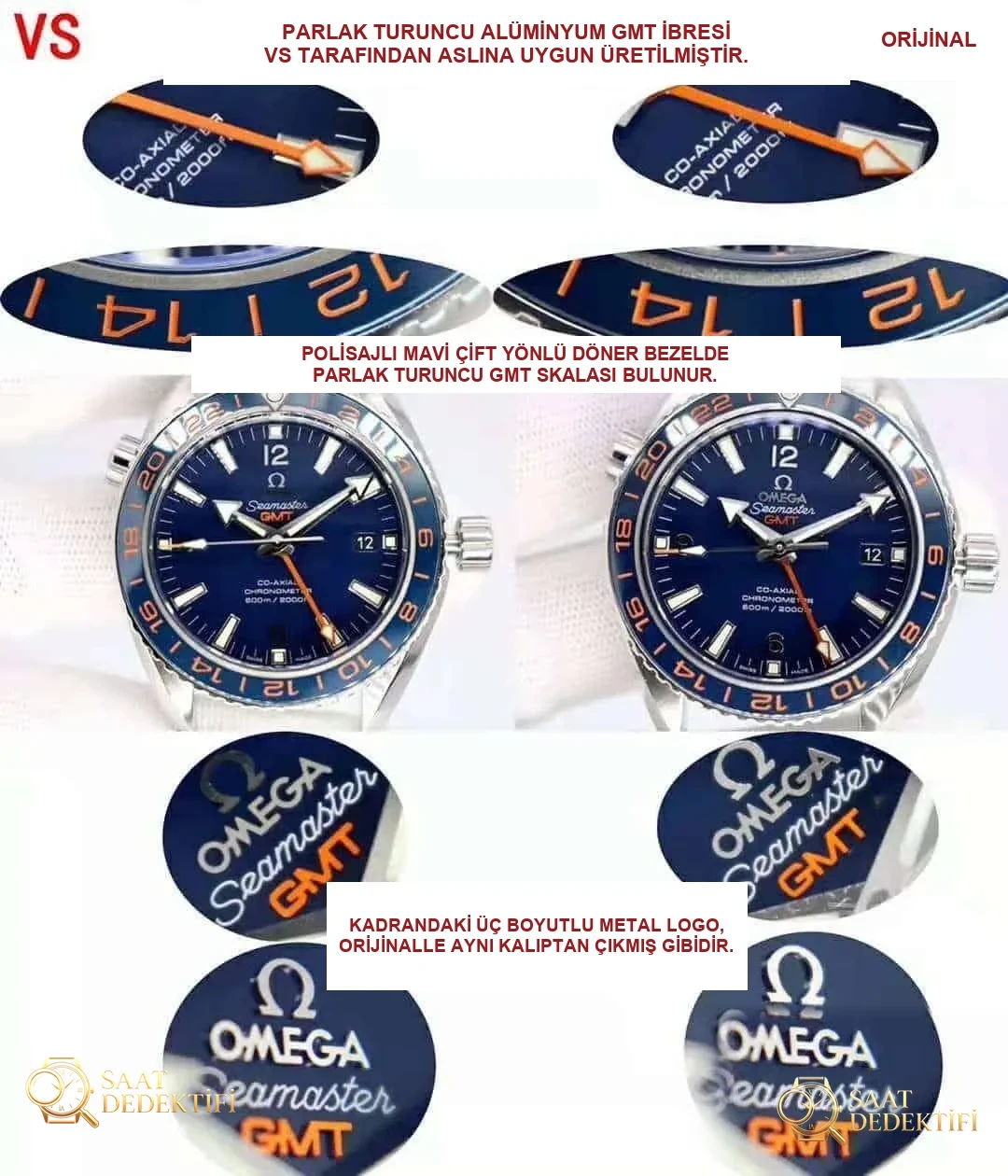 VS Omega Seamaster 600 GMT 43.5 mm Gerçek-Replika Karşılaştırması İncelemesi - Kasa Profili ve Kurma Kolu İncelemesi