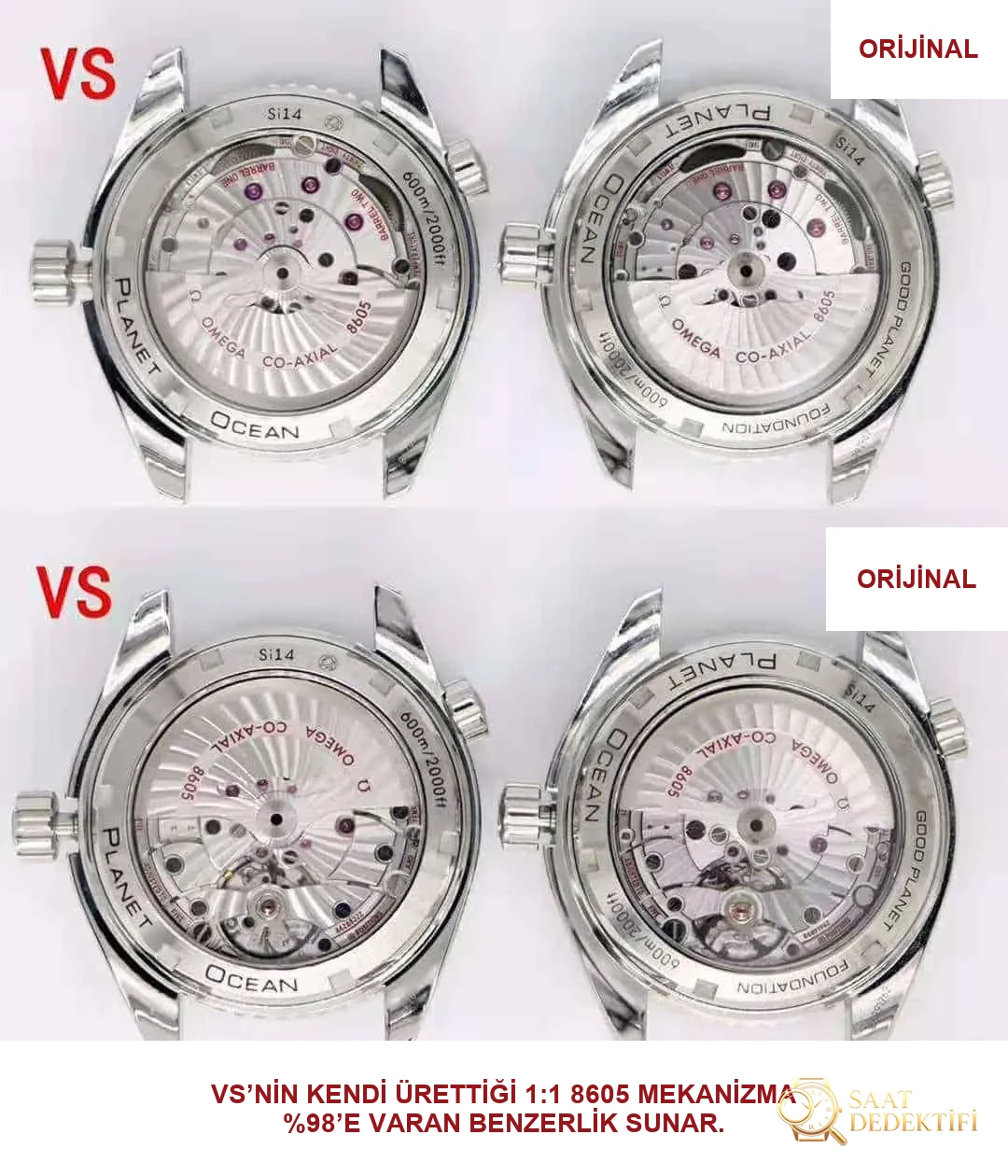 VS Omega Seamaster 600 GMT 43.5 mm Gerçek-Replika Karşılaştırması İncelemesi - Makro Kadran ve İndeks İşçiliği