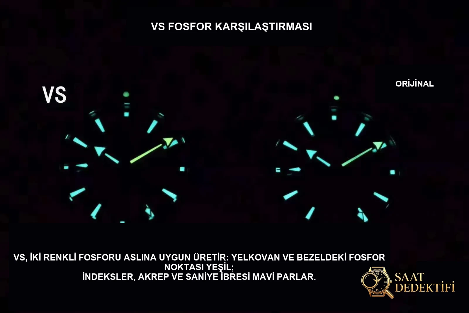 VS Omega Seamaster 600 GMT 43.5 mm Gerçek-Replika Karşılaştırması İncelemesi - Fosfor ve Super-LumiNova Gece Görünümü