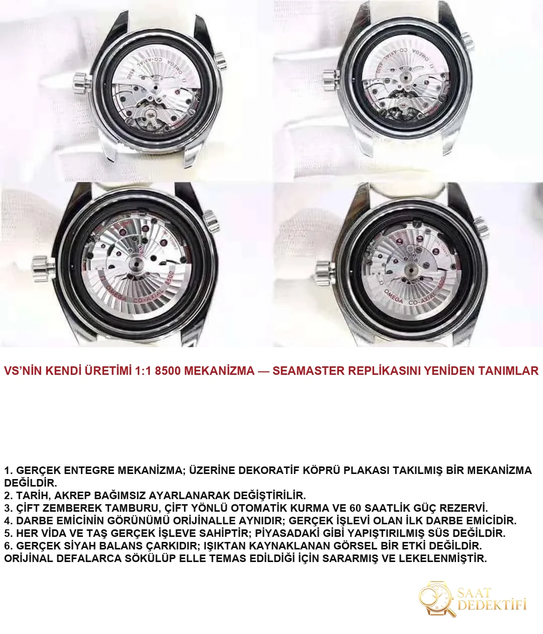 VS Omega Seamaster 600M 42 mm Recensione comparativa replica reale - Copertina posteriore e dettagli del meccanismo