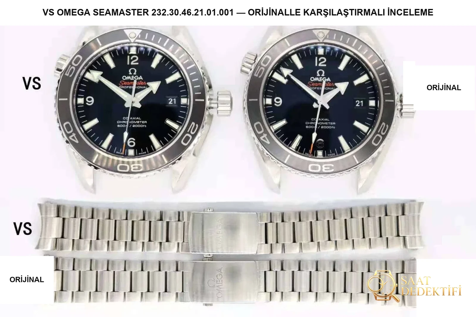 VS Omega Seamaster 600M 42 mm Recensione comparativa replica reale - Quadrante macro e lavorazione degli indici