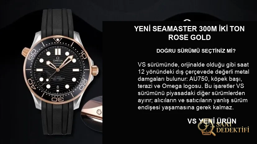 VS Omega yeni Seamaster 300 çift ton rose gold 8800 mekanizmalı replika saat incelemesi - Arka Kapak ve Mekanizma Detayı