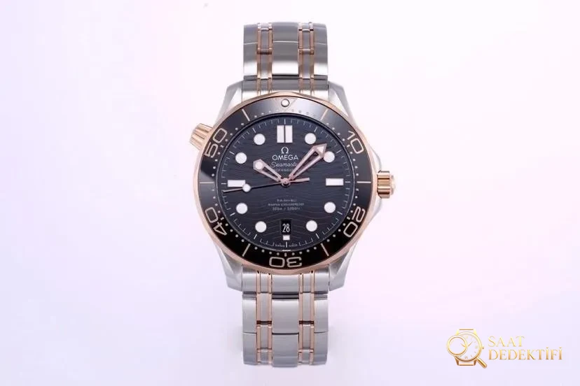 VS Omega yeni Seamaster 300 çift ton rose gold 8800 mekanizmalı replika saat incelemesi - Bilezik, Toka ve Klips Mekanizması
