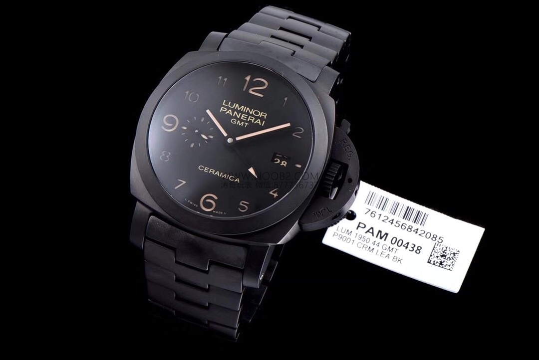 Vs Panerai PAM438 Black Warrior seramik p9001 full siyah mekanizma gerçek V2 versiyon replika saat orijinal karşılaştırmalı incelemesi — 10. fotoğraf