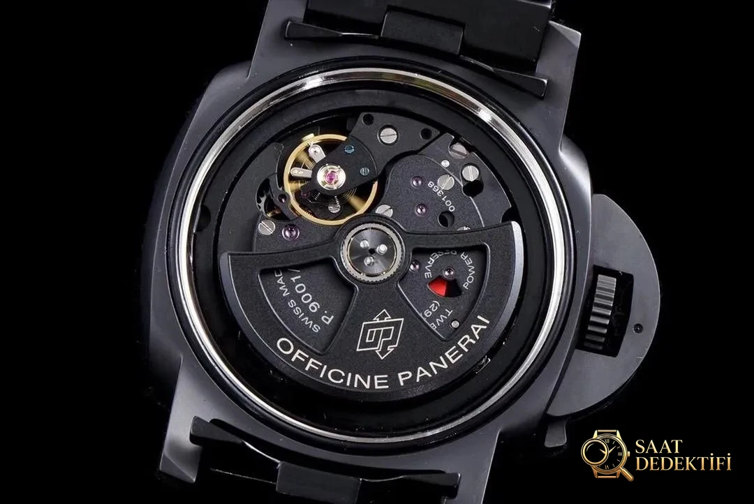 Vs Panerai PAM438 Black Warrior seramik p9001 full siyah mekanizma gerçek V2 versiyon replika saat orijinal karşılaştırmalı incelemesi - Kadran İbreleri ve Saniye Akışı