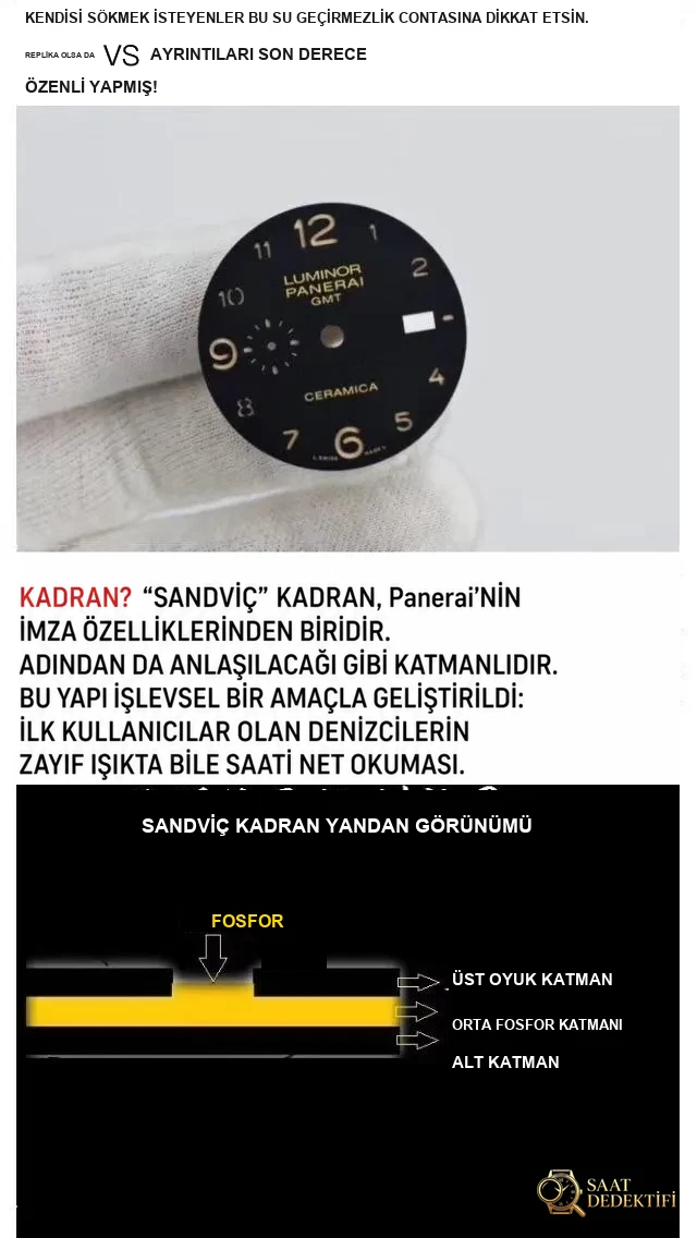 Vs Panerai PAM438 Black Warrior seramik p9001 full siyah mekanizma gerçek V2 versiyon replika saat orijinal karşılaştırmalı incelemesi - Takimetre Skalası ve Baskı Keskinliği
