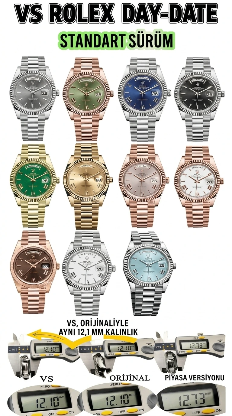 Rolex Day-Date 3255 VS Factory İncelemesi - Ön Görünüm ve Kasa Tasarımı