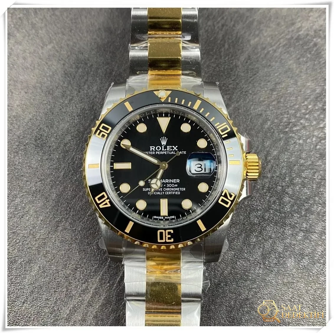 VS Factory Rolex çelik-altın (Two-Tone) Siyah Su Hayaleti 116613 altın kaplama sürüm ile elektrolizle kaplama arasındaki fark nedir? Rengi solar mı? - Kadran Detayı ve Bezel İşçiliği