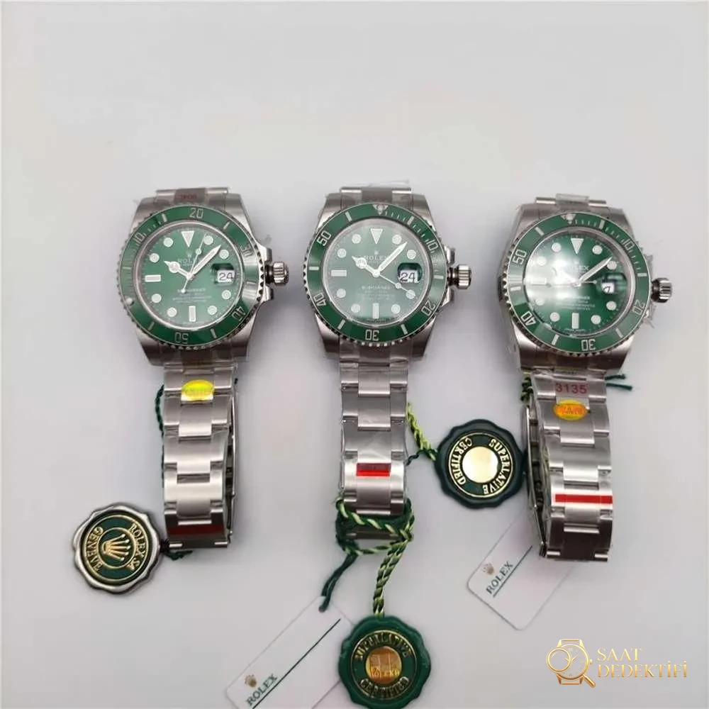 VS Factory yeşil su hayaleti gerçek çekim karşılaştırması ZF Factory ve N Factory V11 versiyon yeşil su hayaleti - Kadran Detayı ve Bezel İşçiliği