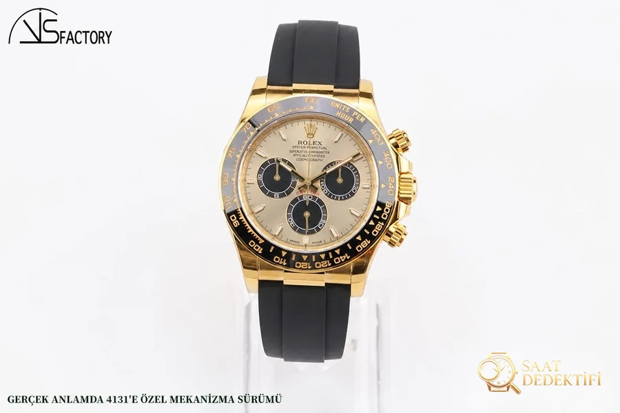VS4131 Altın Daytona - VS Factory Rolex Daytona Serisi Replika Saat - Kadran Detayı ve Bezel İşçiliği