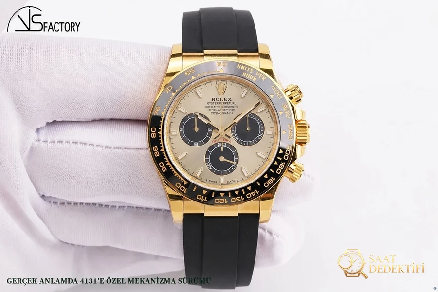 VS4131 Altın Daytona - VS Factory Rolex Daytona Serisi Replika Saat - Kasa Profili ve Kurma Kolu İncelemesi