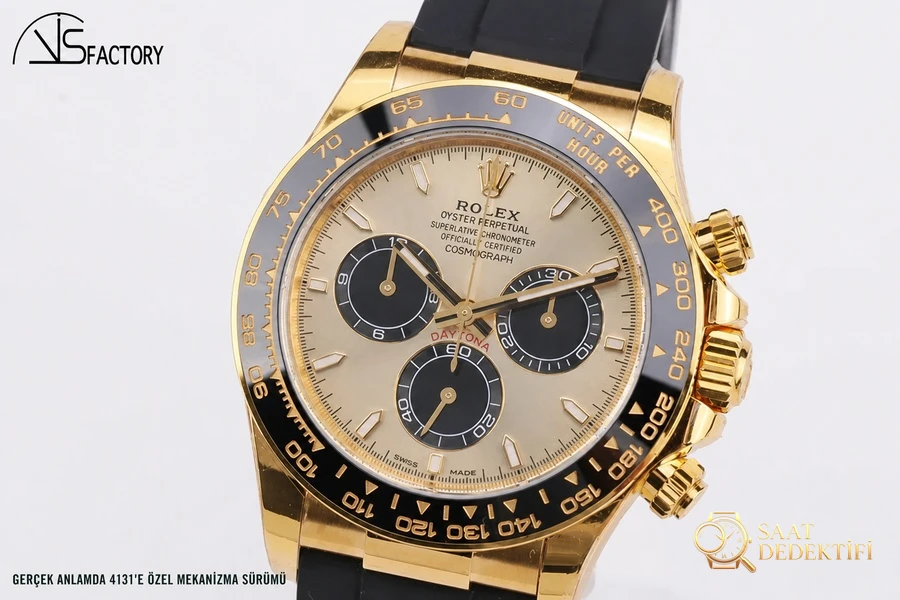 VS4131 Altın Daytona - VS Factory Rolex Daytona Serisi Replika Saat - Arka Kapak ve Mekanizma Detayı