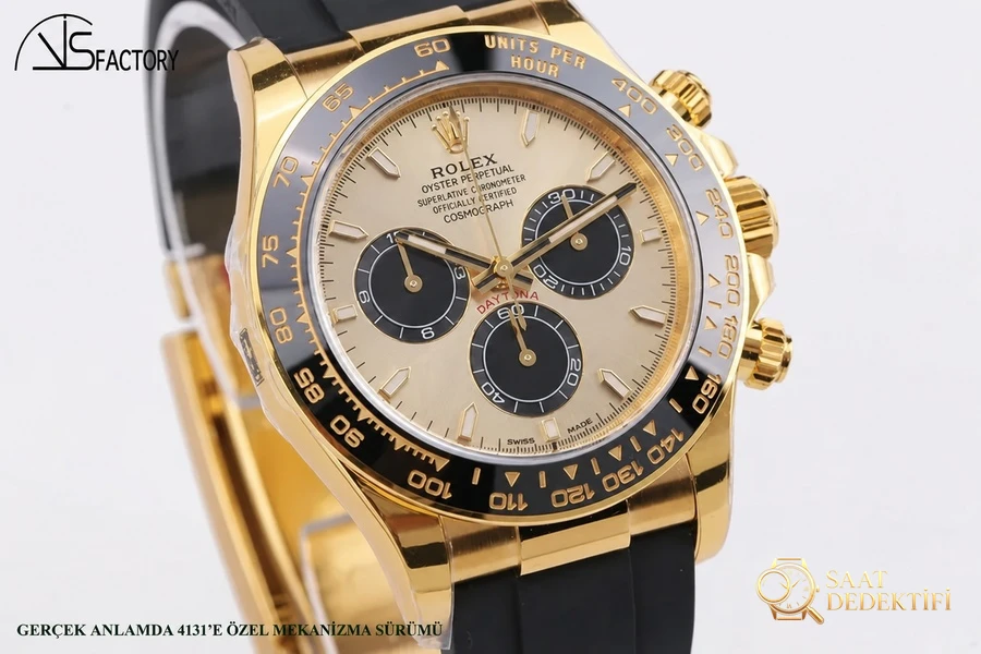 VS4131 Altın Daytona - VS Factory Rolex Daytona Serisi Replika Saat - Bilezik, Toka ve Klips Mekanizması