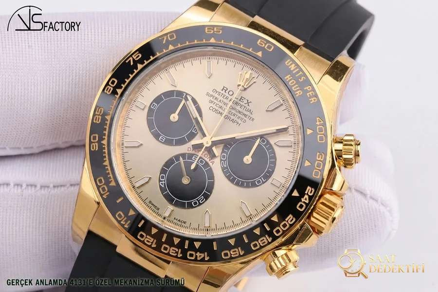 VS4131 Altın Daytona - VS Factory Rolex Daytona Serisi Replika Saat - Makro Kadran ve İndeks İşçiliği