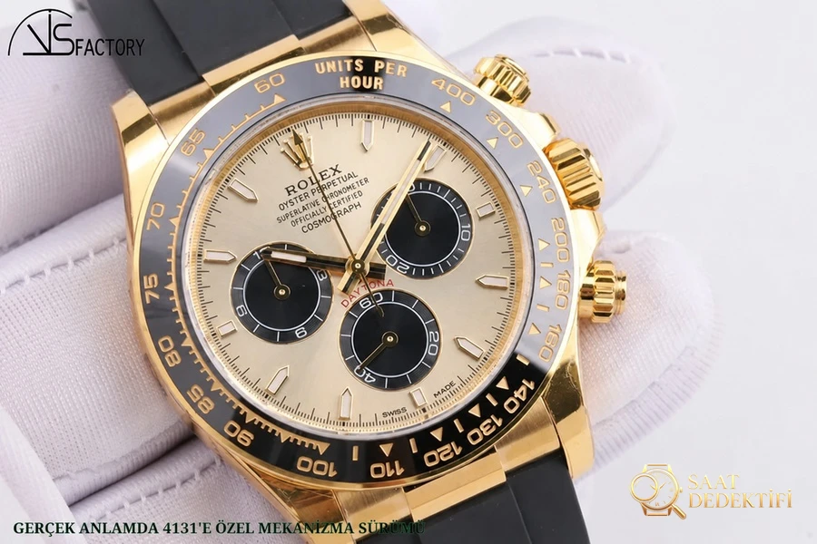 VS4131 Altın Daytona - VS Factory Rolex Daytona Serisi Replika Saat - Klips Kilidi ve Lazer Damgalar