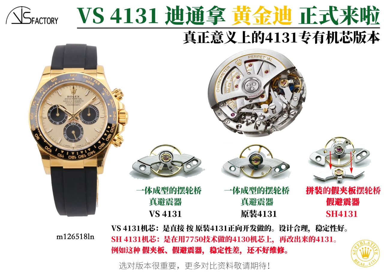 VS4131 Altın Daytona - VS Factory Rolex Daytona Serisi Replika Saat — 11. fotoğraf