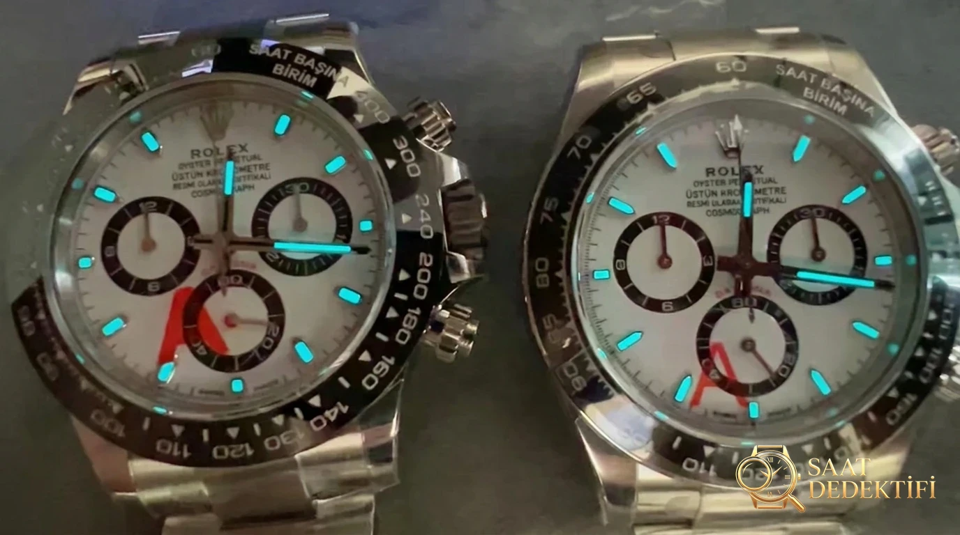 VSF Daytona 126500LN vs 116500LN: Teknik Karşılaştırma ve Video İnceleme - Fosfor ve Super-LumiNova Gece Görünümü