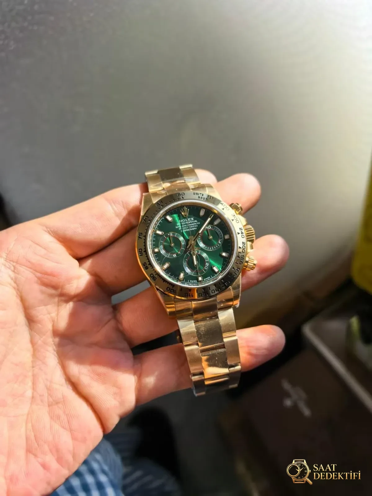 VS Factory Replika Rolex Daytona Sarı Altın Yeşil Kadran