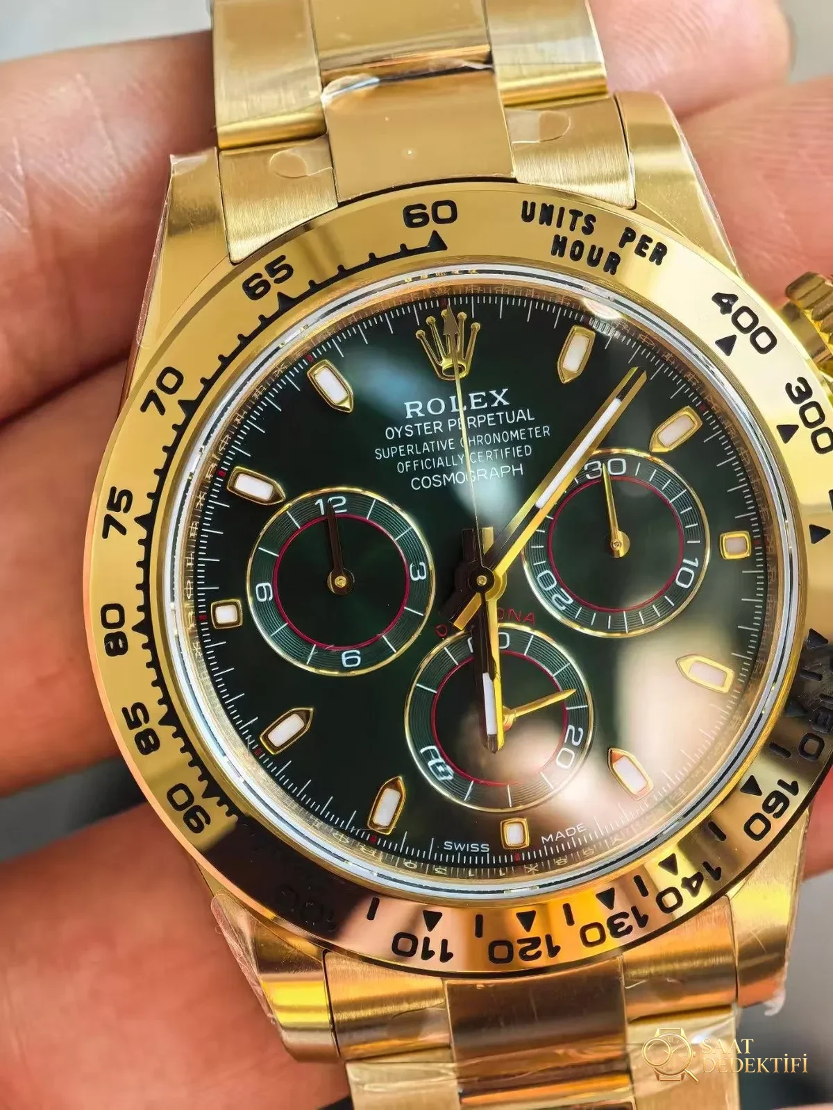 VSF Daytona Yellow Gold Green Dial V3 - Klips Kilidi ve Lazer Damgalar