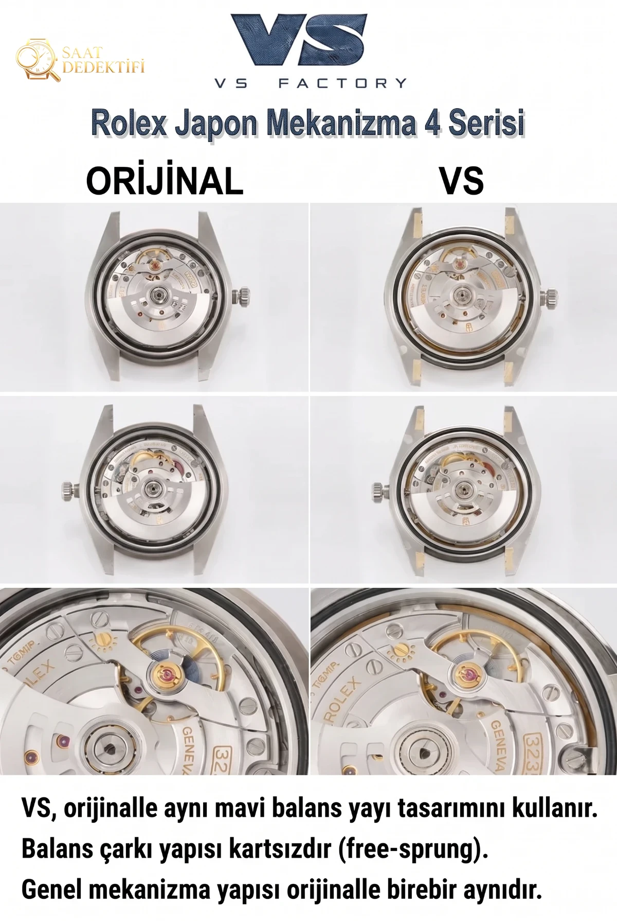 Allgemeiner Vergleich zwischen der echten Rolex Datejust 41 Wimbledon und dem VS Factory Super Clone