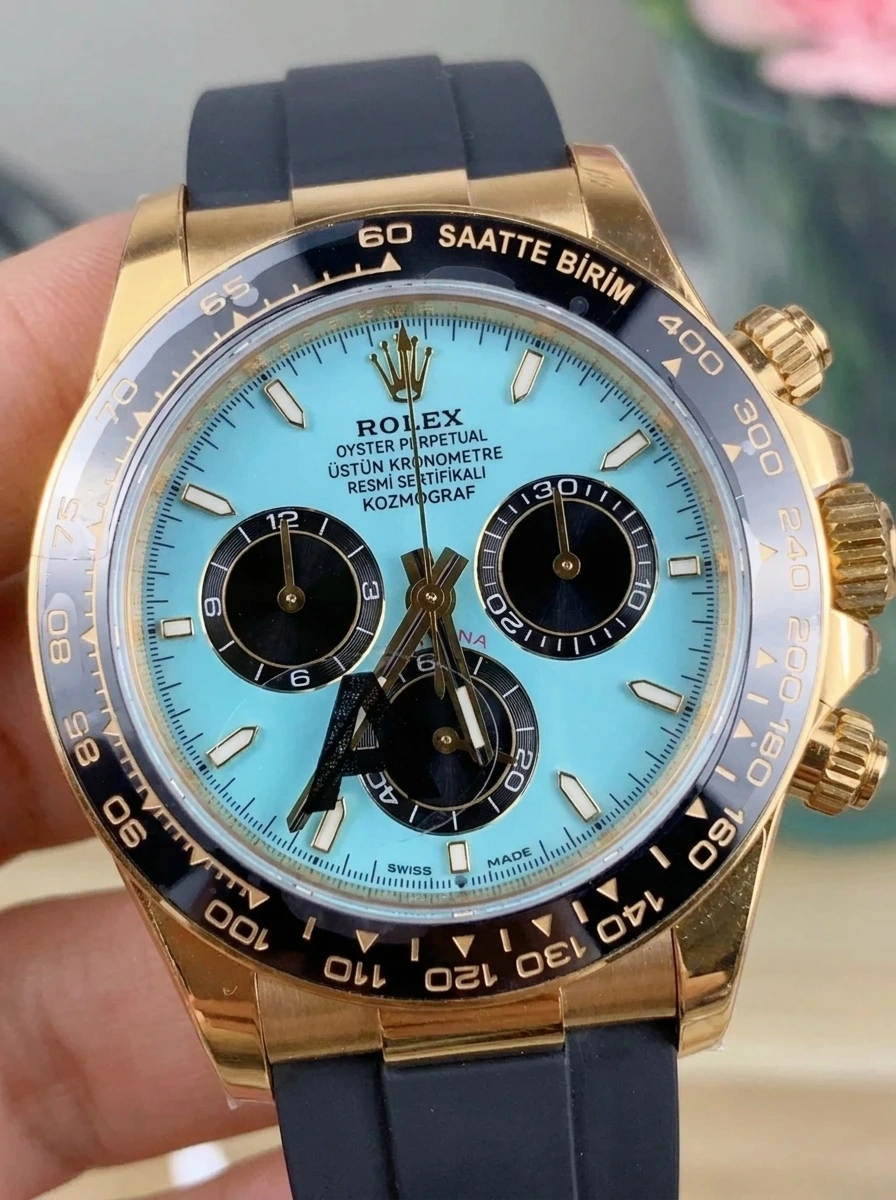 The Ultimate Icon of Summer: VSF Rolex Daytona 126518LN Turquoise “Tiffany Blue” V3 Weighted Edition Detailed Review - Case Profile and Crown Review