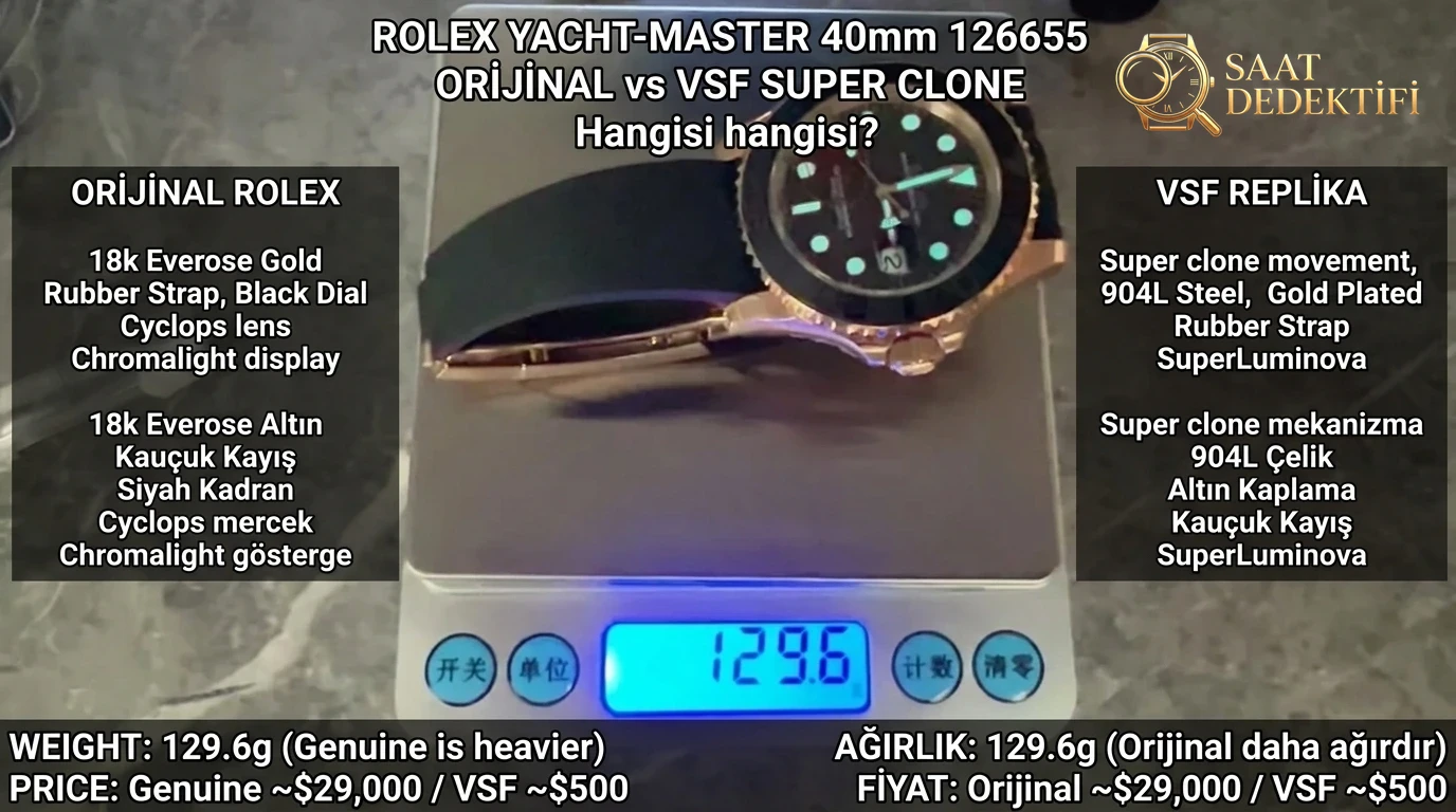 VSF Yacht-Master 40 126655 Testbericht: VS3235-Demontage und 129,6-g-Gewichtstest – Rückseitenabdeckung und Mechanismusdetails